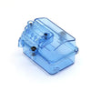 A clear blue waterproof receiver protection box for RC cars.