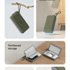 Colección de características que destacan una bolsa organizadora de cables portátil, con diseño de pulsera y carcasa dura de 