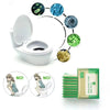 A diagram showing various types of toilet seat covers and a stack of disposable seat covers.