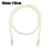 A strand of white pearls measuring 10mm to 110cm, used as a strap for a handbag or purse.