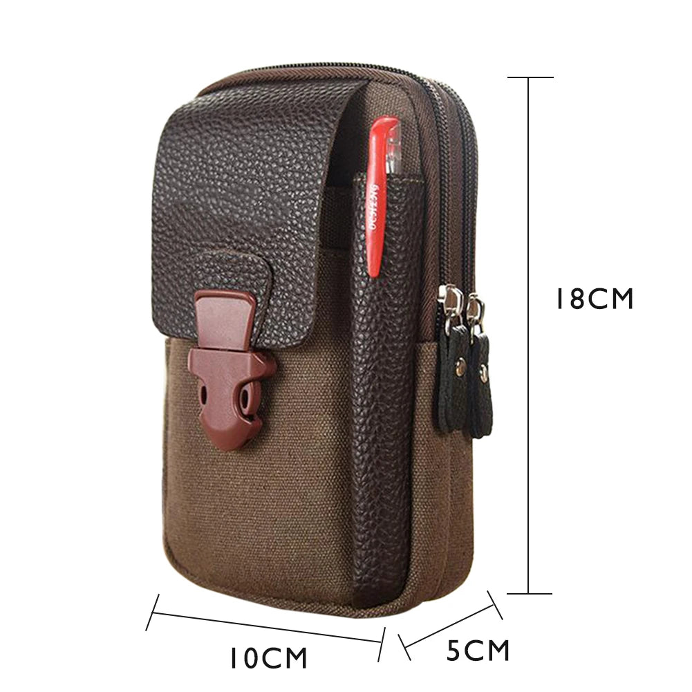 A brown vintage cowhide leather crossbody bag with a zipper and attached charms.