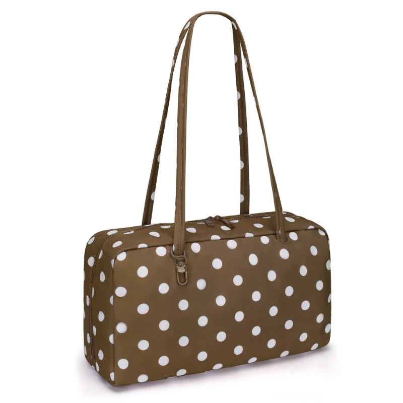 Leopard Print Nylon Shoulder Tote Bag