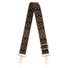 A black and gold chevron patterned nylon strap for an adjustable crossbody bag.