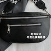 Black PU leather multi-pocket crossbody bag with silver hardware and black strap