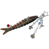 A simulation fish keychain featuring a colorful, patterned fish design with a silver charm and a star.