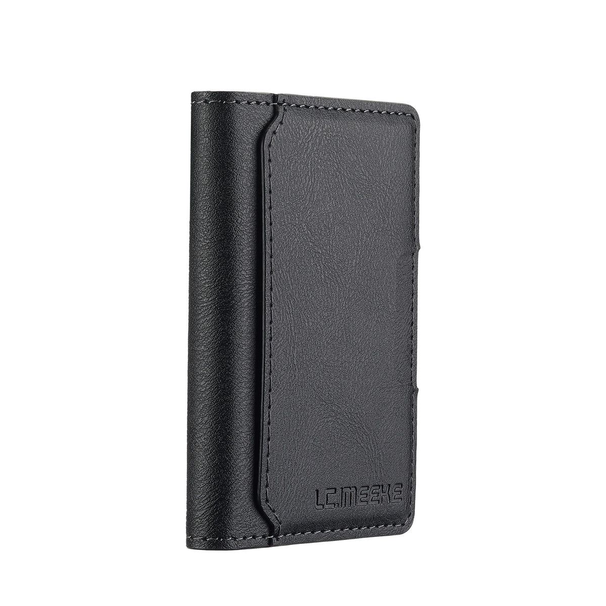 Portefeuille avec porte-cartes en cuir noir et mince.
