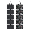 Black wall-mounted jewelry organizer with five stacked compartments for displaying accessories