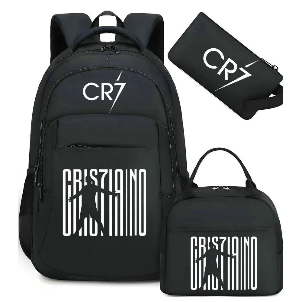 Black sports laptop backpack with a matching black rain cover and a separate pouch.