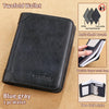 A black Twofold Wallet with a brown lining and cow leather exterior shown in various angles.