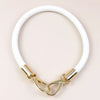 White braided PU leather replacement bag strap with gold metal buckles
