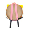 A pink and orange novelty backpack shaped like a cheeseburger.