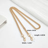 Gold-toned metal chain strap for bags showing various lengths and widths.