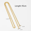 A gold-colored chain strap measuring 95cm is shown, with various length measurements provided.