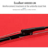 Close-up of a black umbrella stand link showing reinforcement treatment on the metal part.