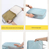 Four steps guide showing how to use a storage bag for space-saving compression and storage.