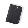Black slim PU leather credit card wallet with a French flag detail