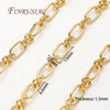 A close-up photo of several gold-colored jewelry chains with various link sizes and thicknesses for crafting.