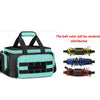 A heavy-duty multi-pocket tool bag with a reinforced base, shown with belt colors randomly distributed.