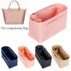Set aus Filz-Organizer für Handtaschen in verschiedenen Rosa-, Blau- und Beige-Tönen.