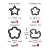 Quatre types de clips à carabiner en métal, formes étoile, fleur et ovale, avec différentes épaisseurs