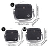 Black insulated lunch tote bag shown in three sizes L, S, and M with adjustable shoulder straps.