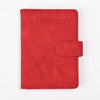 A red genuine PU leather passport and ticket wallet cover with a world map design.