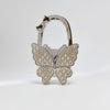 Silver foldable butterfly shaped handbag hook with sparkling details