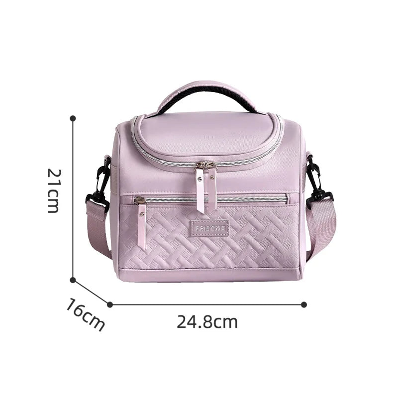 A light purple insulated picnic cooler backpack with a padded top handle and zipper details.