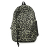 A camouflage leopard print canvas backpack for women.