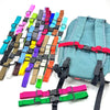 Adjustable tactical backpack chest strap harness in various colors and black straps