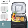 A black insulated thermal cooler backpack showing a leakproof PEVA lining and sewing technology details.