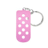 Porte-clés avec porte-clés en silicone rose et boucle à anneau argenté.