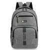 A gray men's lightweight commuter backpack with black zippers and neon green accents.