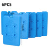 Six reusable blue ice packs with floral patterns shown side by side.