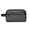 A black men's PU leather clutch handbag with a quilted pattern and a flap closure.