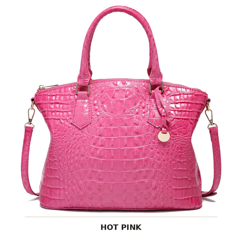 Hotpinkes Alligatormuster-Top mit Riemen, Crossbody-Tasche.