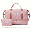 Pink Zuomnni 2-in-1 travel duffel bag with a separate shoe and cosmetic pouch