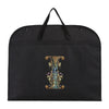 Black fabric dust cover and storage bag with gold embroidery