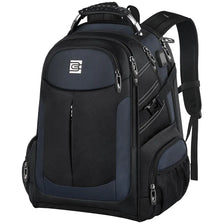 Sac à dos d'ordinateur portable noir et durable pour hommes avec plusieurs compartiments et sangles.