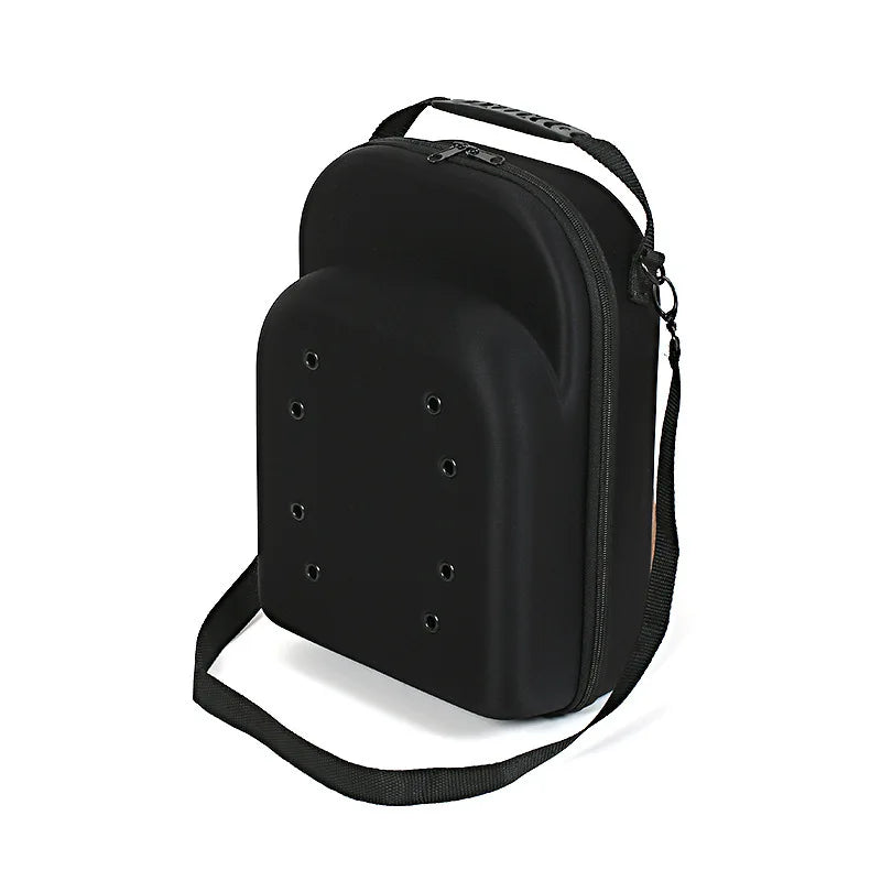 Black unisex travel baseball hat and storage bag with adjustable strap
