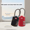 A pair of red and black ABS plastic lock bodies with steel wire cables shown against a snowy background.