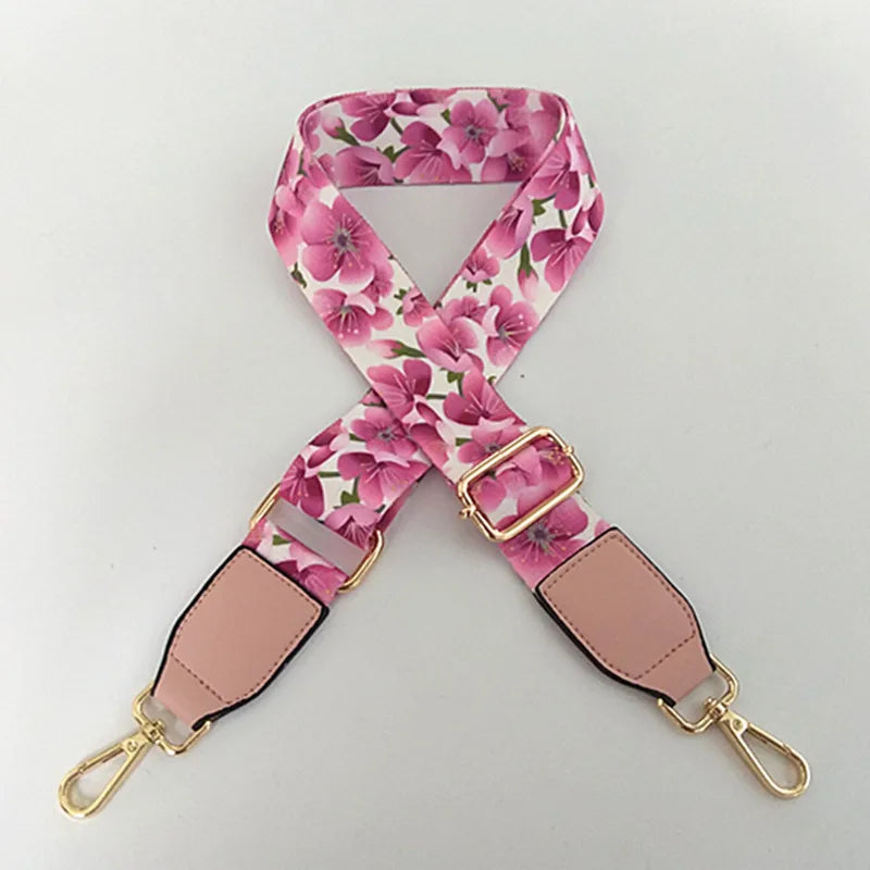Sangle réglable à épaule à motifs floraux roses pour sac à main