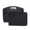 A black premium leather laptop briefcase with a silver buckle closure.