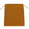 Bolsa de regalo rectangular de terciopelo color mostaza con cordones beige claro.