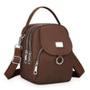 Sac bandoulière floral marron, durable, avec fermeture éclair et quincaillerie argentée.