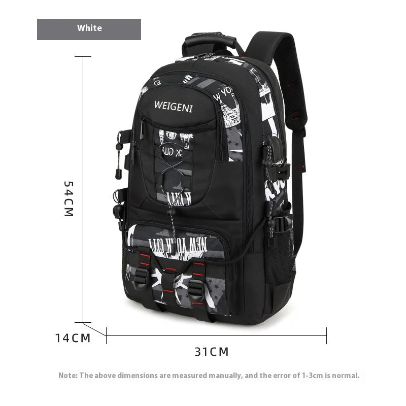 A black Wegeni durable travel backpack shown from the front view.