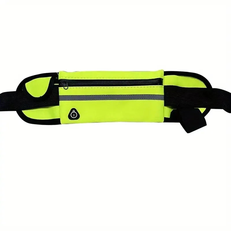Neon yellow and black waterproof running waist pack with a phone pocket