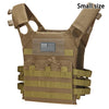 A tan multifunctional MOLLE training vest featuring a flag emblem and multiple webbing straps.