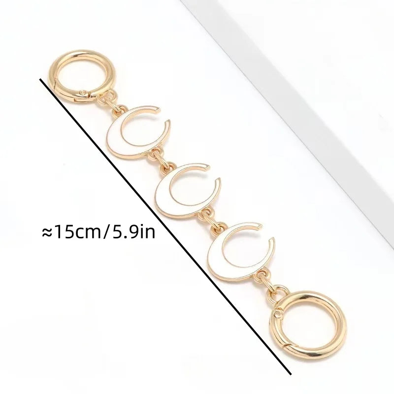 Gold moon-shaped bag chain strap with alloy clasp