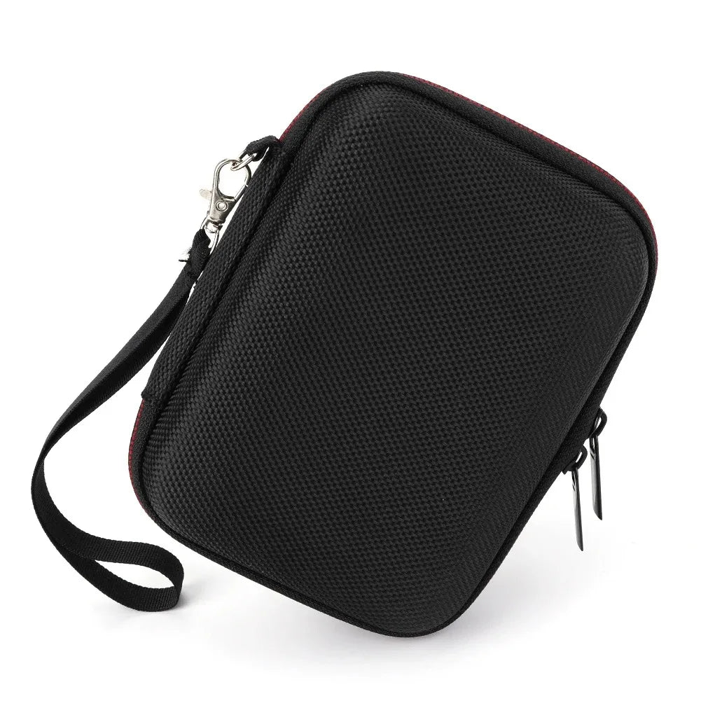 Black portable hard case for handheld consoles with a silver clasp.